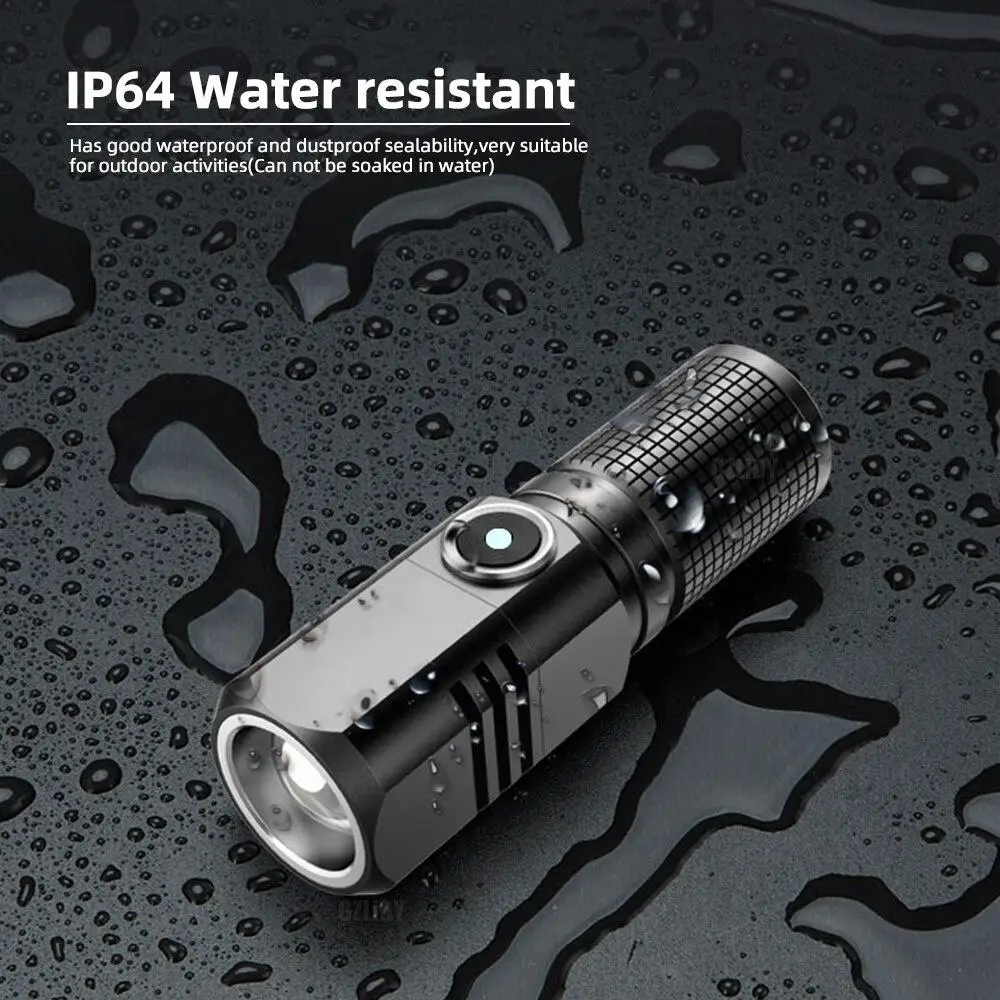 נייד Mini 4 ליבות P50 LED נטענת USB 3 מצבי אור משתמשת סוללה 18650 מצית פנס צבאי התמונה 0