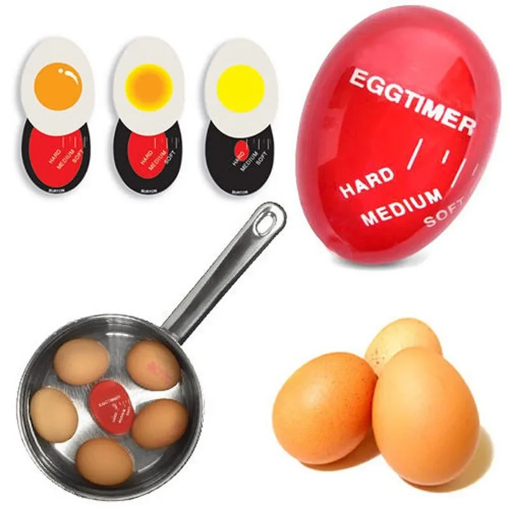 טיימר ביצים טעים רך קשות ידידותי לסביבה שרף אדום טיימר כלים בטמפרטורה הצופה גאדג ' טים צבע ביצי בישול שינוי התמונה 0