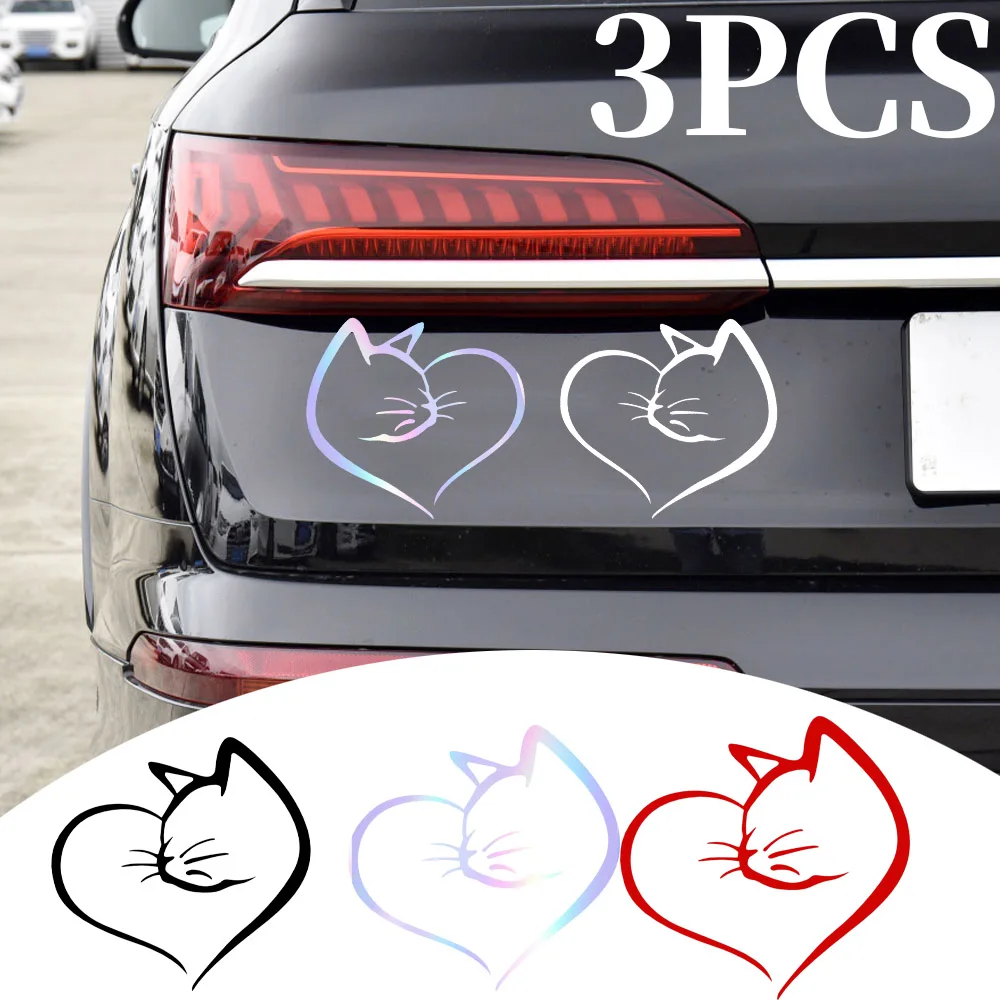 חתולים מדבקות רכב לבבות יצירתיות סגנון רכב מדבקות בעלי חיים קריקטורה PVC עמיד למים אישיות רכב החיצוני Accesories התמונה 0