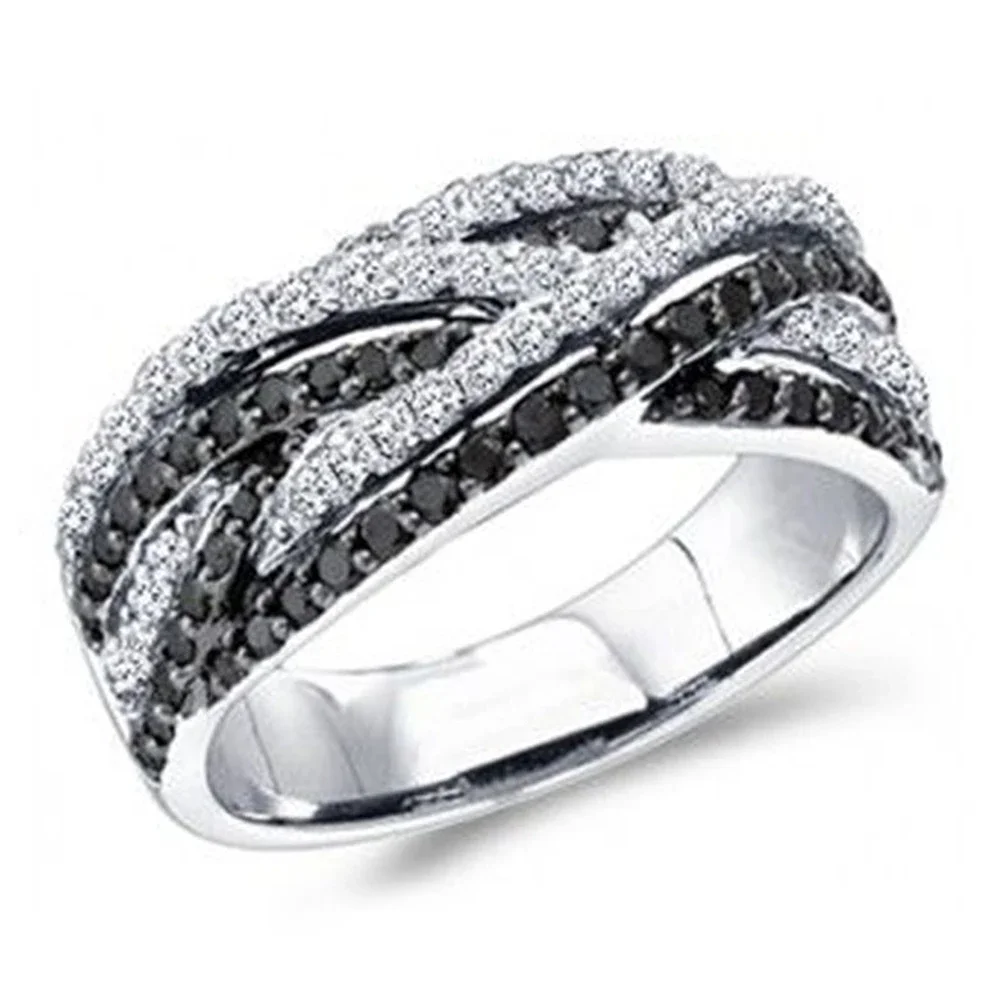 חדש יצירתי שחור/לבן טוויסט קו העיצוב של נשים האצבע-טבעת המסיבה ללבוש יומיומי אופנה מגוונים תכשיטים זרוק משלוח התמונה 0