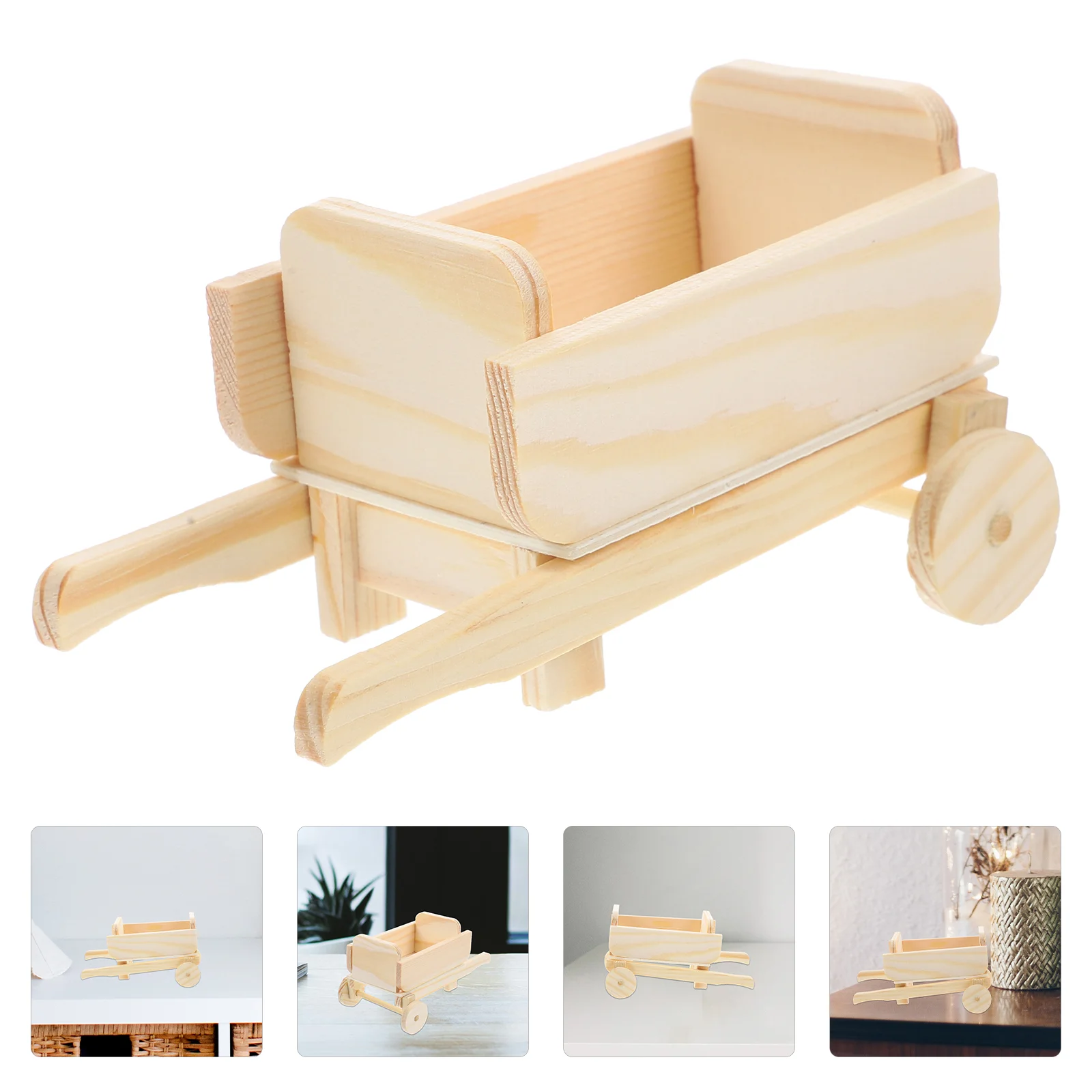 עץ מיני עגלת מיניאטורי המריצה דגם Mini עגלת קניות רהיטים של בית בובות פיות הגינה העגלה השולחן קישוט התמונה 0