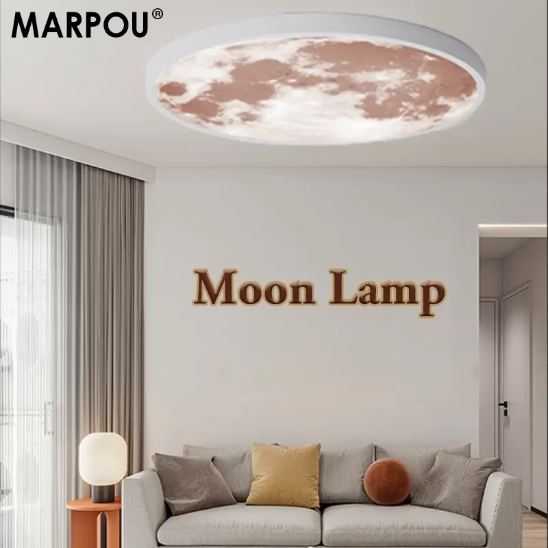 MARPOU הירח מנורת Led חכמה מנורות תקרה 42W אור הקיר שלט רחוק עבור הסלון השמיים תאורה הברק Dimmable השינה דקו התמונה 0