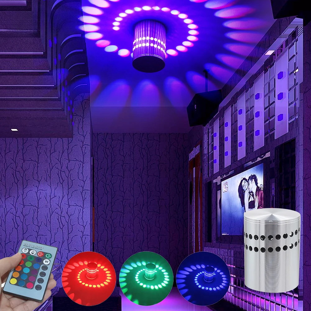 LED אור הקיר עם שלט רחוק בקר RGB ספירלה עם חור פנימי עבור מסיבת בר הלובי KTV קישוט הבית התמונה 0