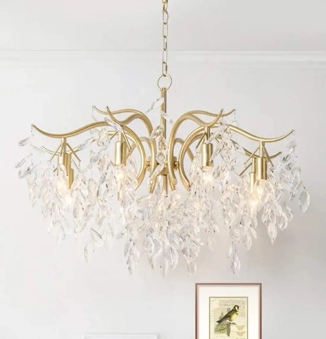 כל נחושת אור יוקרה אמריקאי נברשת קריסטל מודרני פשוט אירופאי צרפתי הסלון, חדר השינה יצירתי אמנות סניף מנורות התמונה 0