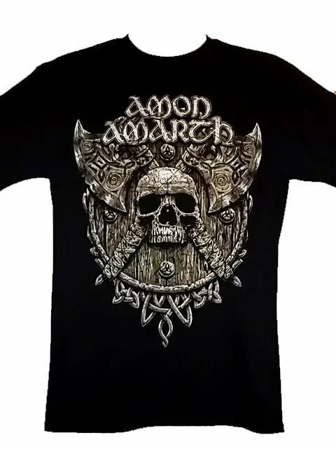 אמון AMARTH - מגן הגולגולת & צירים - הלהקה החדשה הסחורה חולצת טי שירט שחורה. התמונה 0