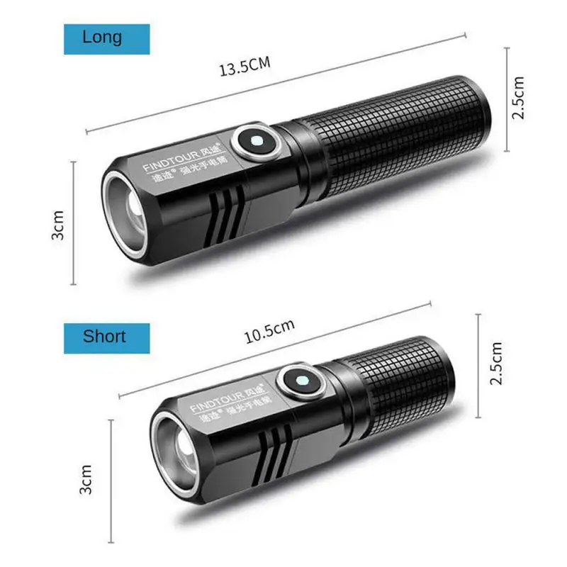 נייד Mini 4 ליבות P50 LED נטענת USB 3 מצבי אור משתמשת סוללה 18650 מצית פנס צבאי התמונה 1