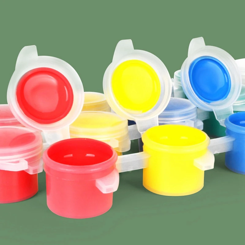 1Set 12 צבעים צבע אקרילי רצועות מברשות צבע מלאכה צבע הילדים לצבוע סט + פלסטיק אקרילי התמונה 1