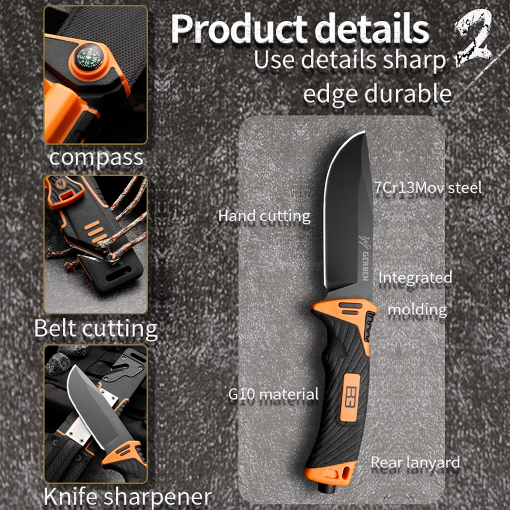 Gb 1500 קבוע להב הסכין הכשרה צבאית באיכות גבוהה חיצוני קמפינג ציד הישרדות טקטי כיס EDC כלי סכינים התמונה 1