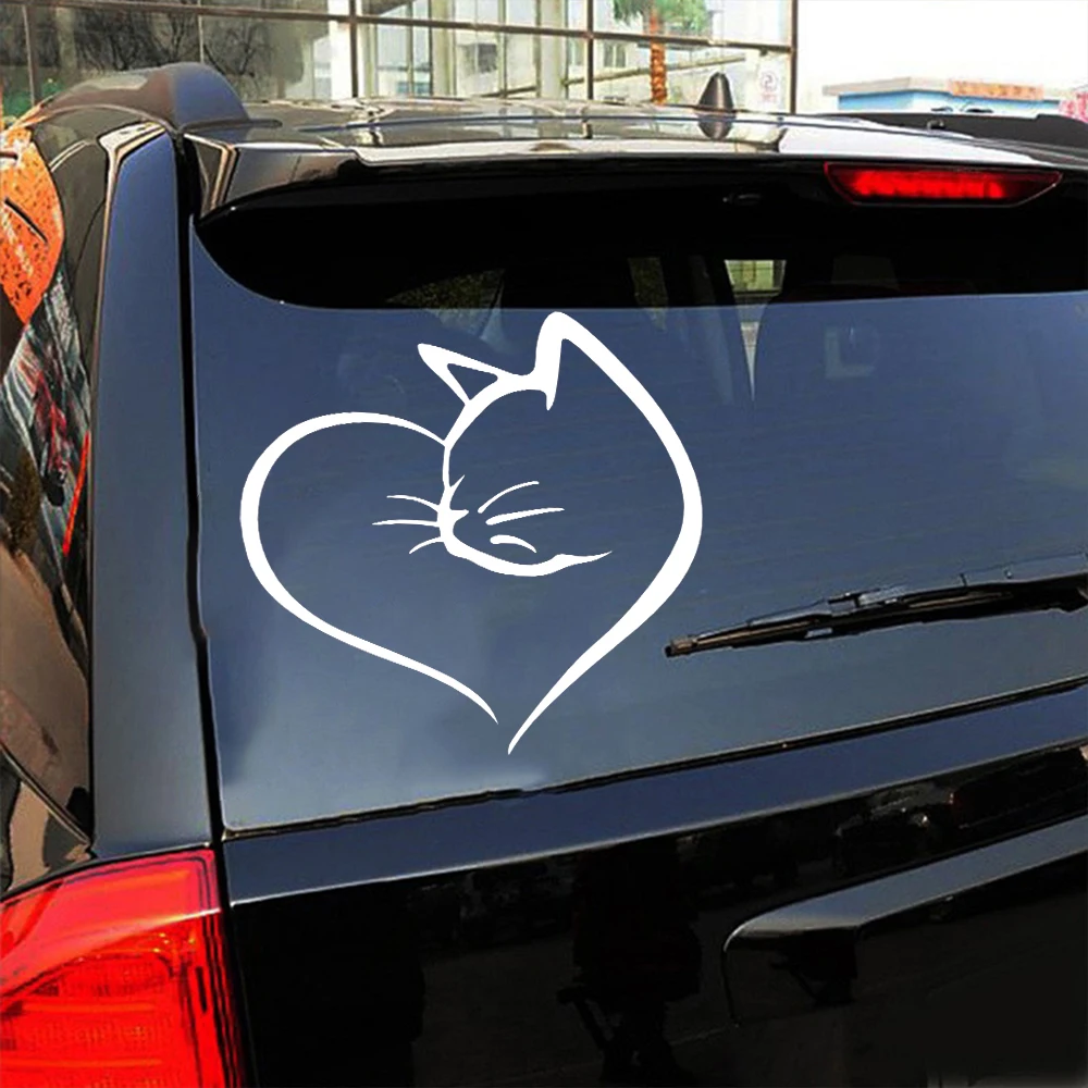 חתולים מדבקות רכב לבבות יצירתיות סגנון רכב מדבקות בעלי חיים קריקטורה PVC עמיד למים אישיות רכב החיצוני Accesories התמונה 1