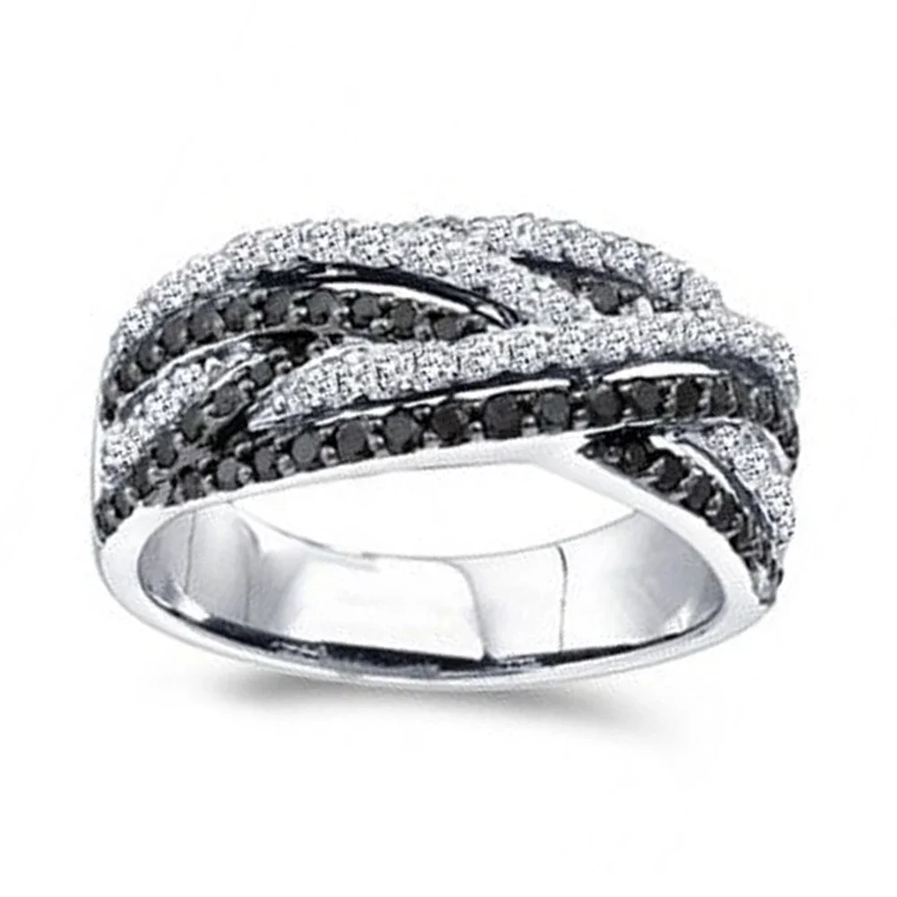 חדש יצירתי שחור/לבן טוויסט קו העיצוב של נשים האצבע-טבעת המסיבה ללבוש יומיומי אופנה מגוונים תכשיטים זרוק משלוח התמונה 1