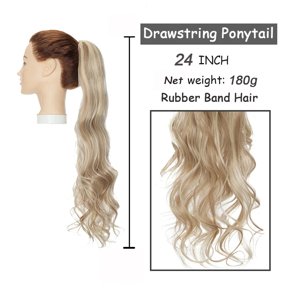 Benehair סינטטי 24inch גוף ארוך גלי שרוך קוקו שיער חתיכות לנשים הקליפ הרחבות עם גומייה יומי התמונה 1