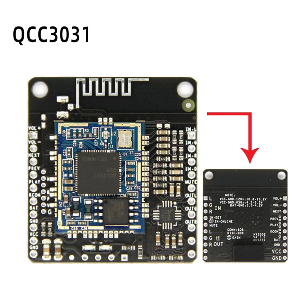 QCC3031 APTXHD מודול קלט אודיו LINE-IN Lossless HiFi Bluetooth 5.0 מקלט לוח BT הדיבורית לא DC 3.3-4.2 V התמונה 1