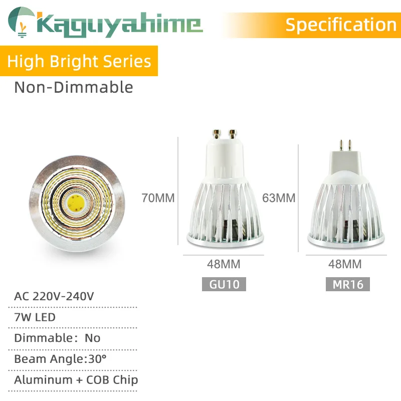 Kaguyahime 10Pcs GU10 נורת LED MR16 E27 הזרקורים 7W 6W 5W 3W AC 220V מנורת אלומיניום מעטפת אור, תאורה פנימית Lampada קשית התמונה 2