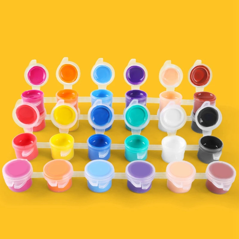 1Set 12 צבעים צבע אקרילי רצועות מברשות צבע מלאכה צבע הילדים לצבוע סט + פלסטיק אקרילי התמונה 2