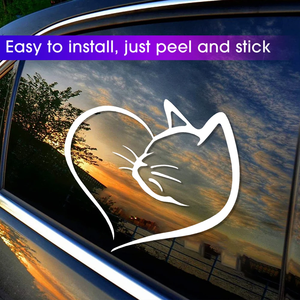 חתולים מדבקות רכב לבבות יצירתיות סגנון רכב מדבקות בעלי חיים קריקטורה PVC עמיד למים אישיות רכב החיצוני Accesories התמונה 2