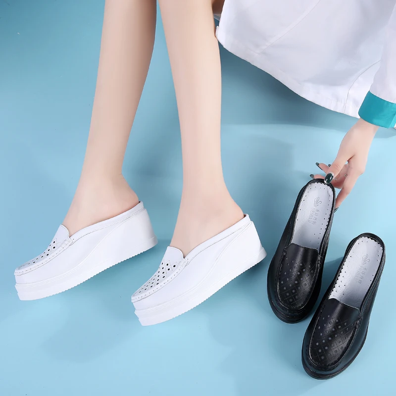GKTINOO 2023 שקופיות פלטפורמה וודג נעלי מוקסינים גובה הגדלת נשים נעלי המוקסין פרדות טריזים סנדלי נעליים לנשים התמונה 2