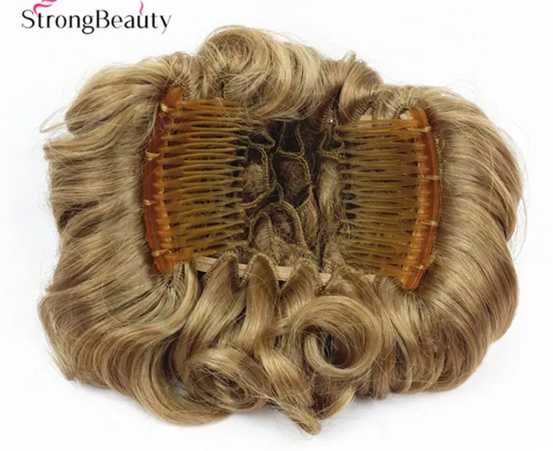 חזק היופי של נשים שיער סינתטי Chignon מסרקים קליפ שיער גדול לחמניה הפאה 16 צבע התמונה 2
