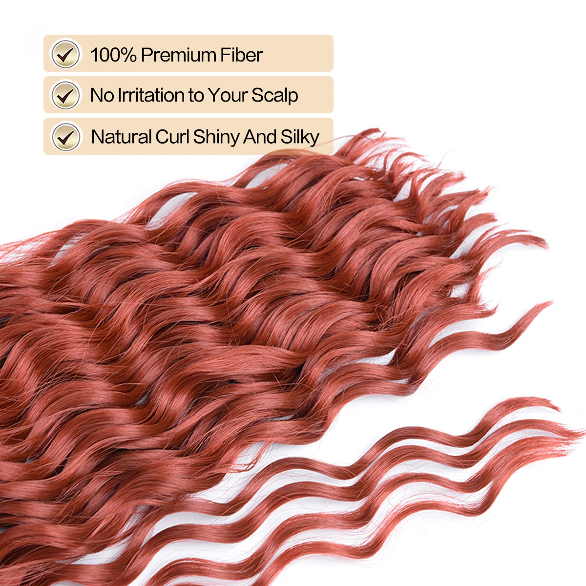 סינטטי סרוגה שיער רופף גל קולעת תוספות שיער לונה תלתל 20 אינץ 'עמוק גל ג' ינג ' ר לנשים טמפרטורה גבוהה סיבים התמונה 2