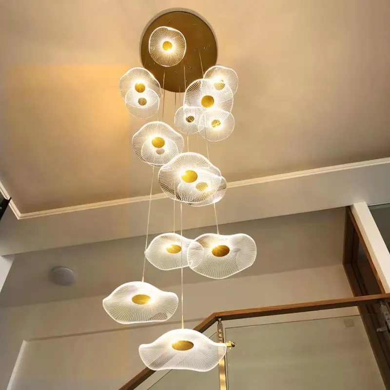 עלה לוטוס עיצוב יצירתי LED נברשת בסלון מדרגות תאורה AC110V 220V קישוט Hanginglamp השינה Plafonnier התמונה 3