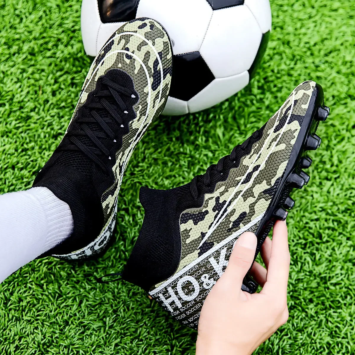 Mens מגרש כדורגל מגפיים משובץ נעלי כדורגל Futsal החברה אימון מקורה איש ספורט נעלי ילדים ילד נעלי כדורגל התמונה 3