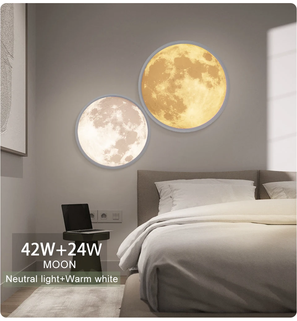 MARPOU הירח מנורת Led חכמה מנורות תקרה 42W אור הקיר שלט רחוק עבור הסלון השמיים תאורה הברק Dimmable השינה דקו התמונה 3
