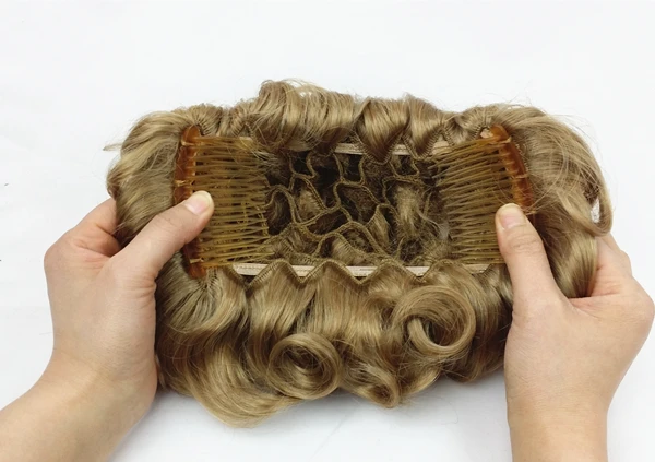 חזק היופי של נשים שיער סינתטי Chignon מסרקים קליפ שיער גדול לחמניה הפאה 16 צבע התמונה 3