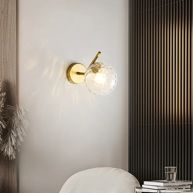 מודרני מינימליסטי זכוכית הכדור מנורת קיר הסלון המעבר לחדר המיטה מנורות קיר-תאורה לבר המלון תאורה למסדרון התמונה 3