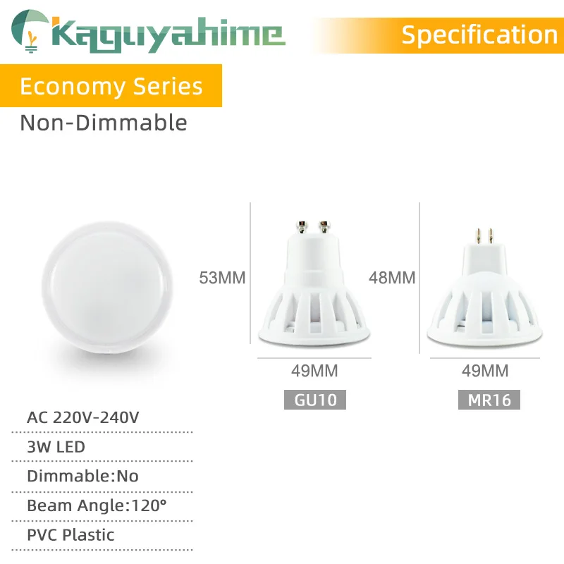 Kaguyahime 10Pcs GU10 נורת LED MR16 E27 הזרקורים 7W 6W 5W 3W AC 220V מנורת אלומיניום מעטפת אור, תאורה פנימית Lampada קשית התמונה 4