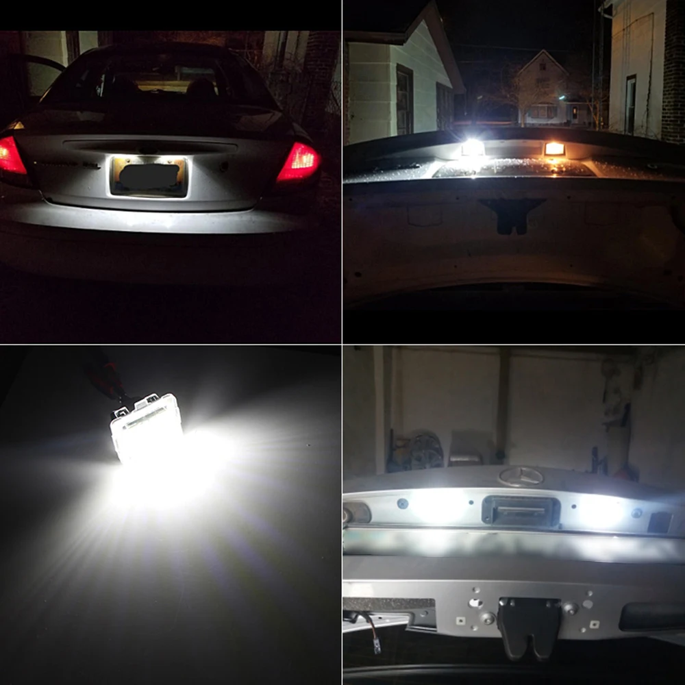 2Pcs 12V LED, לוחית רישוי אור מנורות מרצדס בנץ W204 W212 W216 לכלי רכב w221 207 מכונית לוחית רישוי אורות אביזר חיצוני התמונה 4
