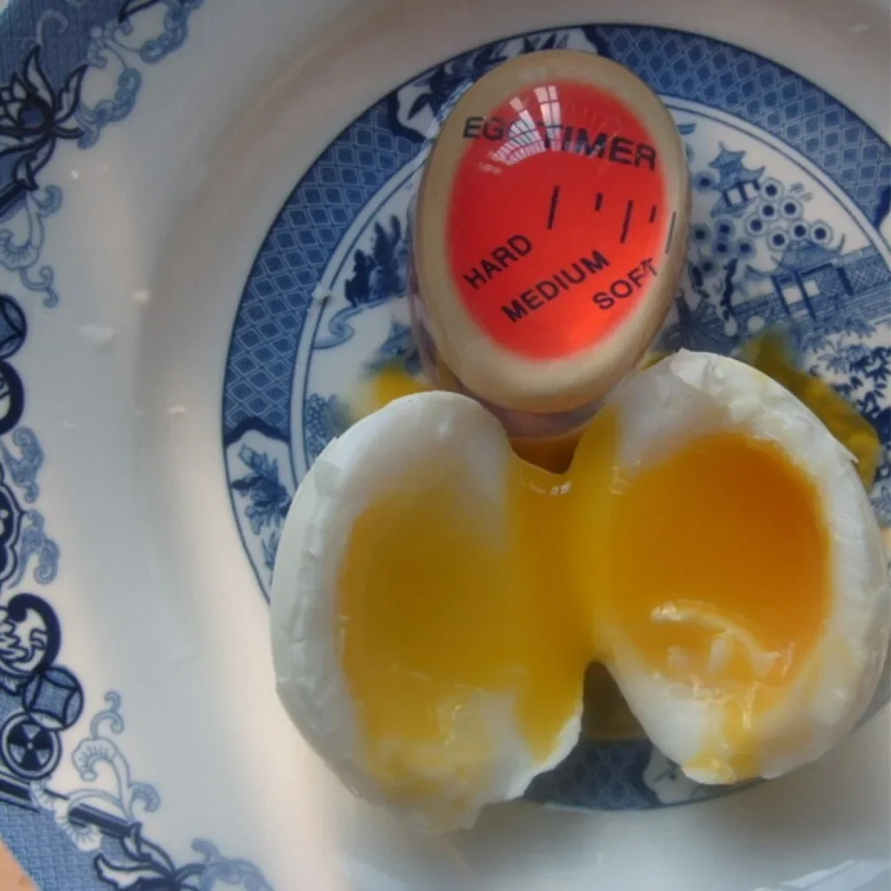 טיימר ביצים טעים רך קשות ידידותי לסביבה שרף אדום טיימר כלים בטמפרטורה הצופה גאדג ' טים צבע ביצי בישול שינוי התמונה 4