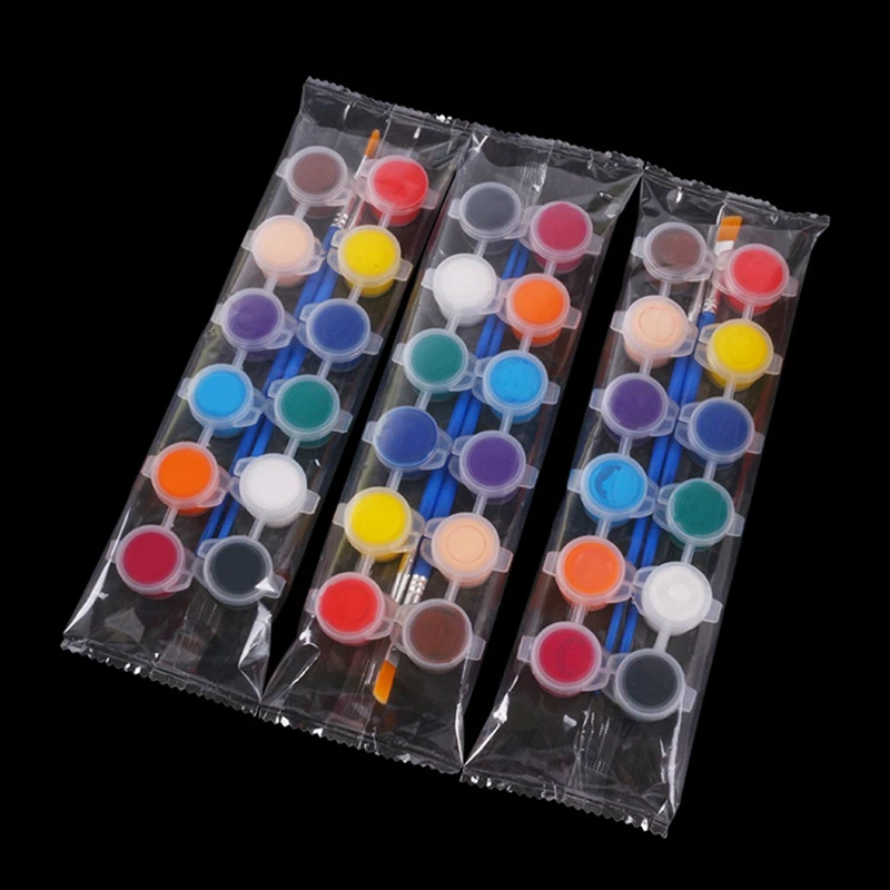 1Set 12 צבעים צבע אקרילי רצועות מברשות צבע מלאכה צבע הילדים לצבוע סט + פלסטיק אקרילי התמונה 4