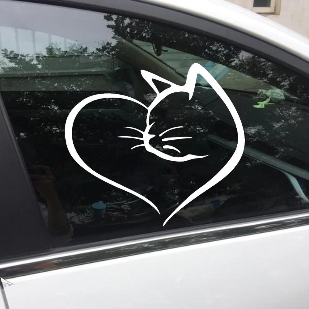 חתולים מדבקות רכב לבבות יצירתיות סגנון רכב מדבקות בעלי חיים קריקטורה PVC עמיד למים אישיות רכב החיצוני Accesories התמונה 4