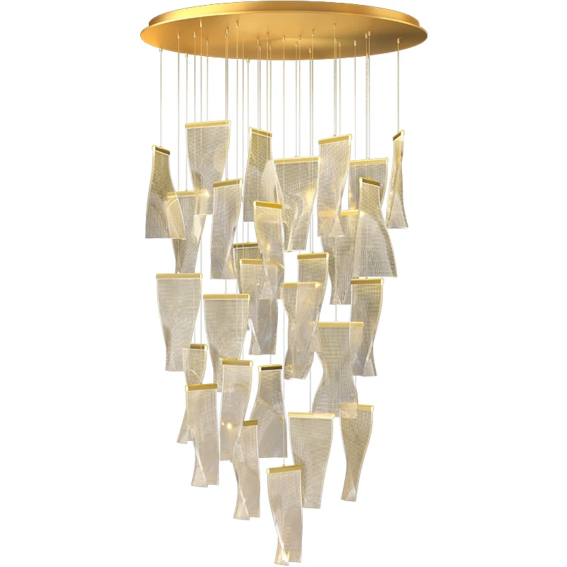 דופלקס בבניין נברשת וילה ריקה המנורה בסלון מודרני מינימליסטי יצירתי מדרגות לחדר האוכל המנורה נורדי אור התמונה 4