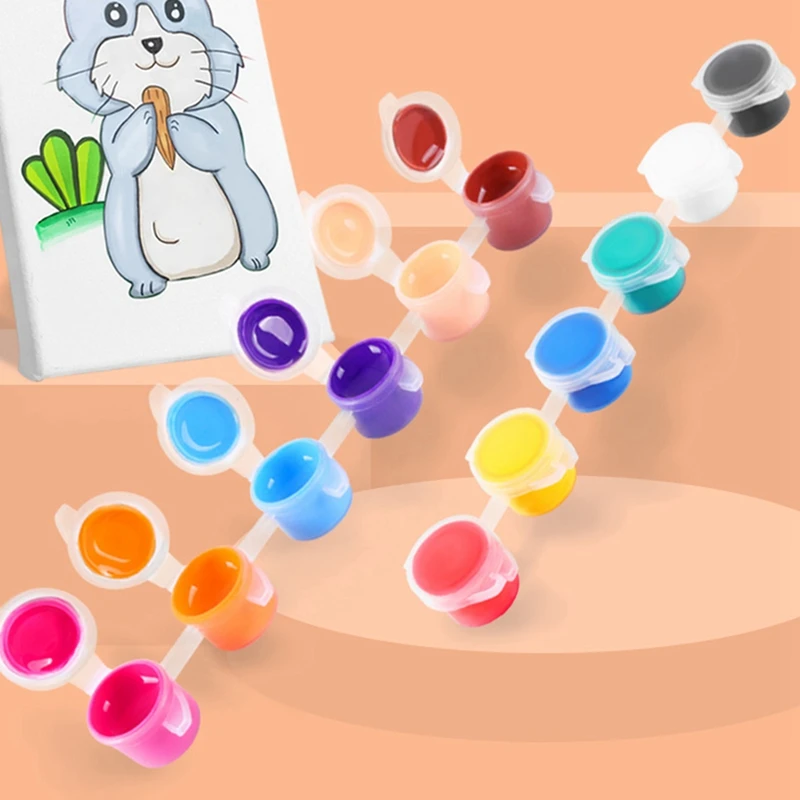 1Set 12 צבעים צבע אקרילי רצועות מברשות צבע מלאכה צבע הילדים לצבוע סט + פלסטיק אקרילי התמונה 5
