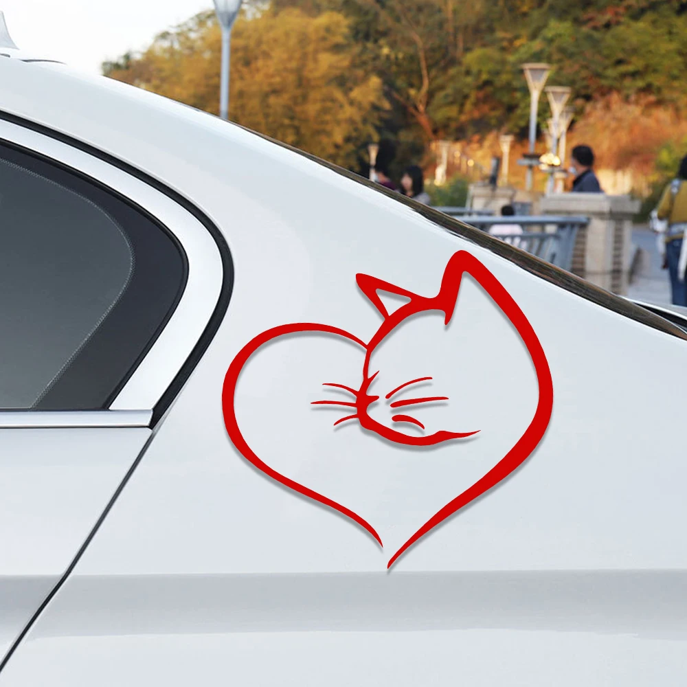 חתולים מדבקות רכב לבבות יצירתיות סגנון רכב מדבקות בעלי חיים קריקטורה PVC עמיד למים אישיות רכב החיצוני Accesories התמונה 5