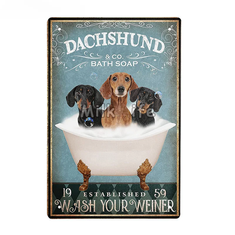בציר מצחיק כלב תחש מתכת פח סימן,חדר אמבטיה סבון לשטוף את הידיים שלך הביתה חדר החווה חנות לחיות מחמד קישוט הקיר התמונה 5